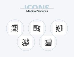 pack d'icônes de ligne de services médicaux 5 conception d'icônes. document. médical. dollar. flèche. dollar vecteur