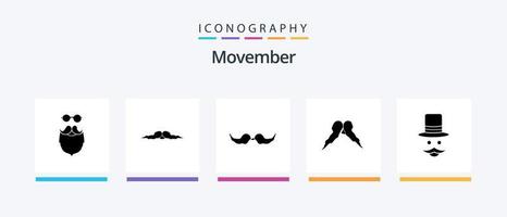 pack d'icônes movember glyph 5 comprenant . homme. Hommes. movember. conception d'icônes créatives vecteur