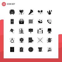 interface mobile glyphe solide ensemble de 25 pictogrammes de développement couleur ingrédient codage confiserie éléments de conception vectoriels modifiables vecteur