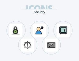 pack d'icônes rempli de ligne de sécurité 5 conception d'icônes. poster. alerte. bloc. sécurité. lecteur vecteur