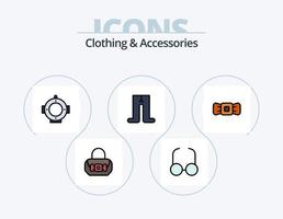 pack d'icônes remplies de ligne de vêtements et d'accessoires 5 conception d'icônes. randonnée. sac. mallette. sac à dos. sac vecteur