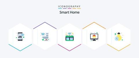 pack d'icônes plates smart home 25, y compris la maison. ordinateur. robot. poêle. intelligent vecteur