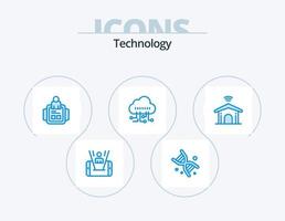 pack d'icônes bleu technologie 5 conception d'icônes. intelligent. électronique. montre. technologie. données vecteur