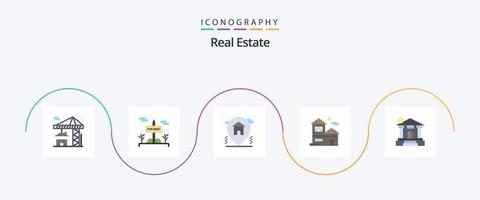 pack d'icônes immobilier plat 5, y compris le dollar. immobilier. emplacement. bâtiment. maison vecteur
