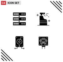 pack de 4 signes et symboles de glyphes solides modernes pour les supports d'impression Web tels que le stockage de produits de pulvérisation de fichiers de sauvegarde éléments de conception vectoriels modifiables vecteur