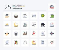 eid mubarak 25 pack d'icônes de couleur plate comprenant un couteau. plaque. lumière. plat. homme vecteur