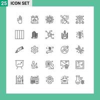ensemble de 25 symboles d'icônes d'interface utilisateur modernes signes pour l'utilisateur utilisateur science todo voyage éléments de conception vectoriels modifiables vecteur