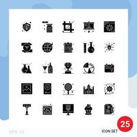 25 icônes créatives signes et symboles modernes du tableau de codage de l'école du navigateur programmant des éléments de conception vectoriels modifiables vecteur