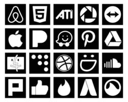 pack de 20 icônes de médias sociaux, y compris le son plurk pinterest soundcloud dribbble vecteur