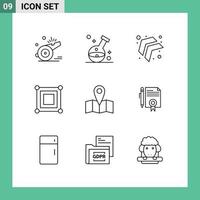 9 icônes créatives signes et symboles modernes de l'emplacement jeu de laboratoire d'angle gauche éléments de conception vectoriels modifiables vecteur