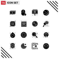 pack de 16 glyphes solides créatifs d'éducation de basket-ball souris offre vente éléments de conception vectoriels modifiables vecteur