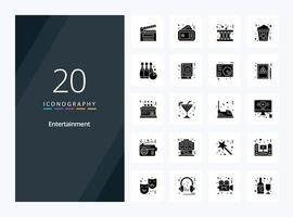 20 icône de glyphe solide de divertissement pour la présentation vecteur