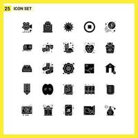 ensemble de 25 symboles d'icônes d'interface utilisateur modernes signes pour l'argent magasin multimédia médias lumière éléments de conception vectoriels modifiables vecteur