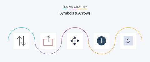 symboles et flèches flat 5 pack d'icônes comprenant. naviguer. agrandir vecteur
