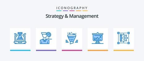 pack d'icônes bleues de stratégie et de gestion 5, y compris l'analyse. graphique. utilisateur. résultat. trier. conception d'icônes créatives vecteur