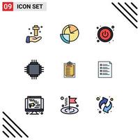 9 icônes créatives signes et symboles modernes de carte schéma électronique puce électrique éléments de conception vectoriels modifiables vecteur