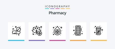 pack d'icônes pharmacie ligne 5 comprenant de l'herbe. médical. ampoule. feuille. urgence. conception d'icônes créatives vecteur