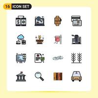 16 icônes créatives signes et symboles modernes des cartes d'argent seo cloud serveur éléments de conception vectoriels créatifs modifiables vecteur