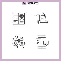 4 icônes créatives signes et symboles modernes de passeport chariot voyage ecommerce internet éléments de conception vectoriels modifiables vecteur