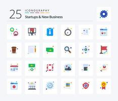 startups et nouveau pack d'icônes de 25 couleurs plates, y compris le flux de travail. planification. entreprise. productivité. horloge vecteur