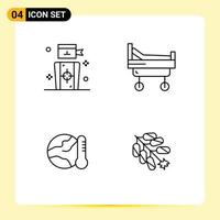 groupe de 4 signes et symboles de couleurs plates remplies pour les éléments de conception vectoriels modifiables de température médicale cible globale de fléchettes vecteur