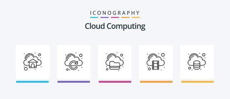 pack d'icônes de la ligne 5 de cloud computing, y compris le courrier. envelopper. Android. message. nuage. conception d'icônes créatives vecteur