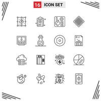 16 icônes créatives signes et symboles modernes de signe de gaufre d'affaires éléments de conception vectoriels modifiables doux et rapides vecteur