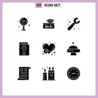 ensemble de 9 symboles d'icônes d'interface utilisateur modernes signes pour rapport terminé bible de vacances mécanique éléments de conception vectoriels modifiables vecteur