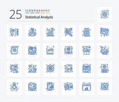 analyse statistique 25 pack d'icônes de couleur bleue, y compris le graphique. analyse des informations. atteindre. Analyse des données. marcher vecteur