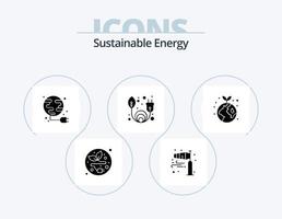 pack d'icônes de glyphe d'énergie durable 5 conception d'icônes. mondial. Terre. énergie. renouvelable. énergie propre vecteur