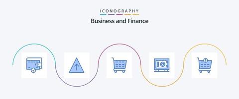 Financer le pack d'icônes bleues 5 comprenant. panier. panier. vérifier vecteur