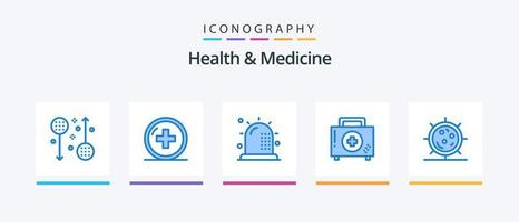 pack d'icônes bleu santé et médecine 5, y compris la maladie. aide. médecine. santé. aptitude. conception d'icônes créatives vecteur