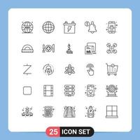 ensemble de 25 pack de lignes commerciales pour batterie d'application de téléphone alerte android éléments de conception vectoriels modifiables vecteur