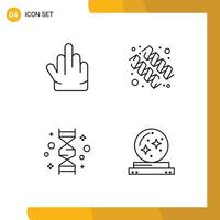 concept de 4 lignes pour sites Web mobiles et applications doigts gène régime vitamine génome éléments de conception vectoriels modifiables vecteur