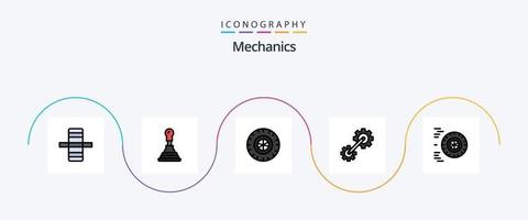 pack d'icônes plat 5 rempli de ligne de mécanique comprenant. roue. roue. conduire. industriel vecteur