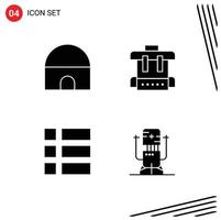 ensemble de 4 symboles d'icônes d'interface utilisateur modernes signes pour la construction d'éléments de conception vectoriels modifiables de biopuce d'école de mosquée d'image vecteur