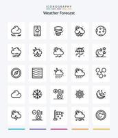 pack d'icônes de contour météo créative 25 telles que le sommeil. lune. temps. complet. soleil vecteur