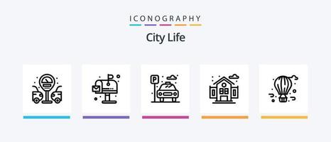 pack d'icônes de la ligne de vie urbaine 5, y compris la vie urbaine. cargaison. vie. boîte. vie. conception d'icônes créatives vecteur