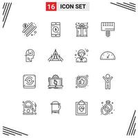 16 icônes créatives signes et symboles modernes de panneau de compétence panneau de noël ad éléments de conception vectoriels modifiables vecteur