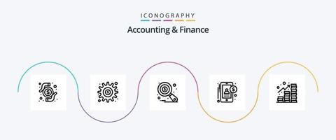 pack d'icônes ligne 5 comptabilité et finance, y compris les revenus. argent. options. comptabilité. suivi fiscal vecteur