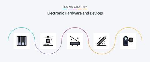 ligne d'appareils remplie de pack d'icônes plat 5, y compris électronique. dispositifs. montre. caméscope. équipement vecteur