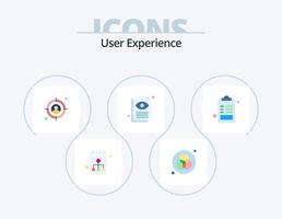 expérience utilisateur pack d'icônes plates 5 conception d'icônes. liste. préféré. cible. document. voir vecteur