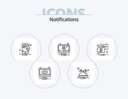 pack d'icônes de ligne de notifications 5 conception d'icônes. espace réservé. notification. notification. emplacement. notification vecteur