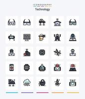 pack d'icônes remplies de 25 lignes de technologie créative telles que smart. lunettes. intelligent. appareil. intelligent vecteur