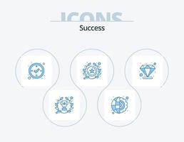 pack d'icônes bleu succès 5 conception d'icônes. valeur. diamant. vérifier. étoile. succès vecteur