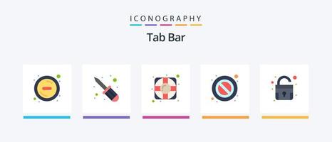 barre d'onglets plat 5 pack d'icônes comprenant. soutien. ouvrir. serrure. conception d'icônes créatives vecteur