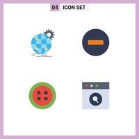 pack de 4 icônes plates créatives d'arrêt international dans le monde entier moins d'éléments de conception vectoriels modifiables de fruits vecteur