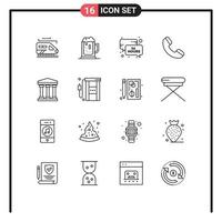 ensemble de 16 symboles d'icônes d'interface utilisateur modernes signes pour les heures d'utilisation en espèces appel téléphonique éléments de conception vectoriels modifiables vecteur
