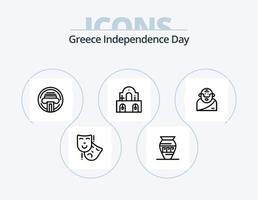 pack d'icônes de la ligne du jour de l'indépendance de la grèce 5 conception d'icônes. les chevaux. Pâques. vase. église. bâtiment vecteur
