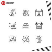 9 icônes créatives signes et symboles modernes de la caisse shopping calendrier caisse pèlerin éléments de conception vectoriels modifiables vecteur